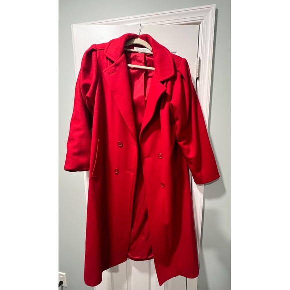 Long Red Wool Coat - Picture 3 of 7